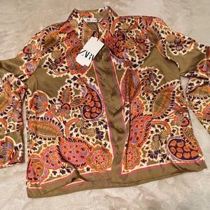 Zara satin printed set